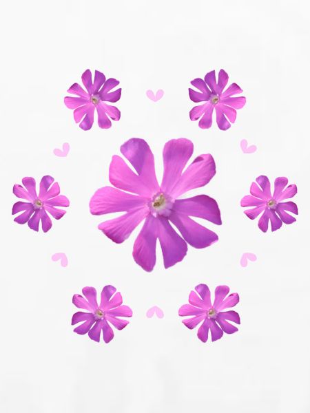 Pinkes Blumenmuster mit Herzen