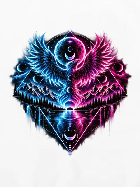 Neon Phönix Geometrie