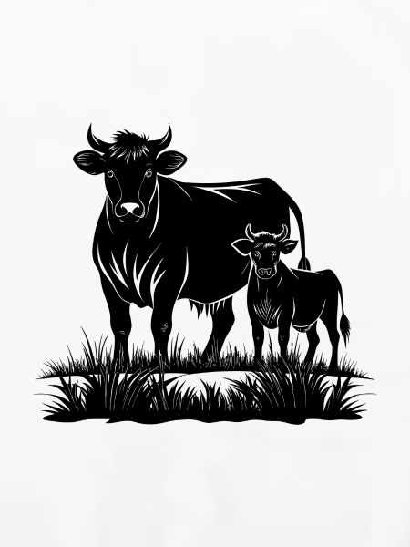 Angus-Kuh und Kalb