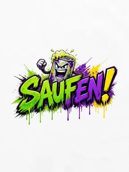 Saufen Neon Graffiti Bierkan