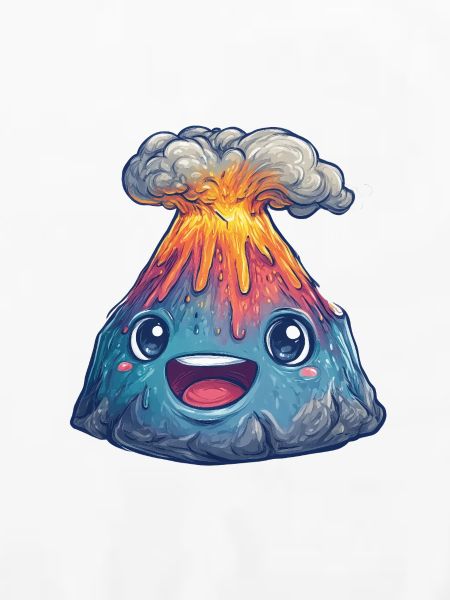 Kawaii Vulkan mit lachendem Gesicht