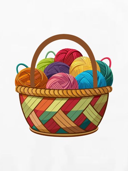 Korb mit Garnstricken Häkeln