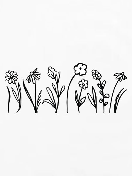 Handgezeichnete Blumen mit Blättern