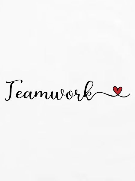Teamwork Schrift mit Herz