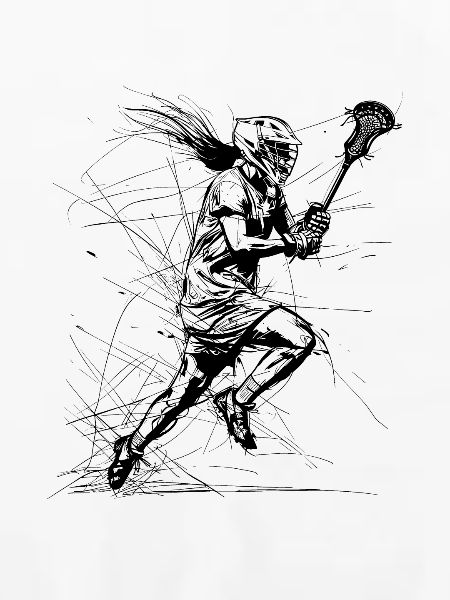 Lacrosse Mädchen Zeichnung