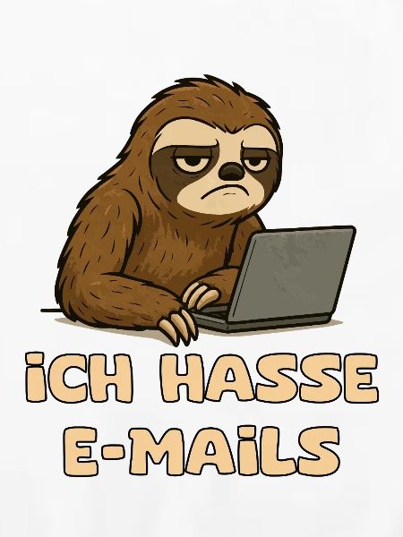 Lässiger Faultier-Design mit E-Mail-Sarkasmus