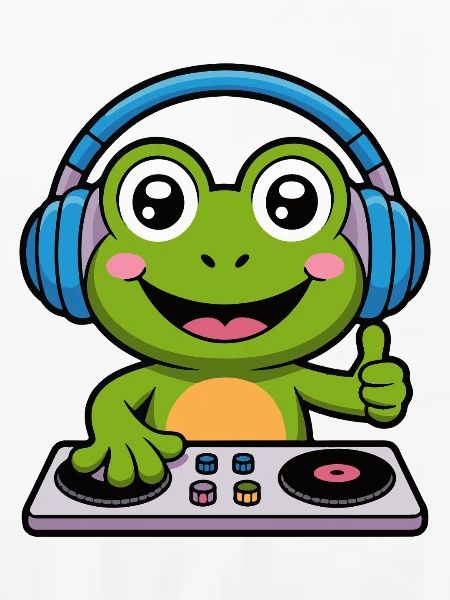 Frosch DJ mit Kopfhörern