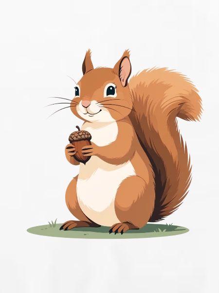 Eichhörnchen mit Eichel Karikatur