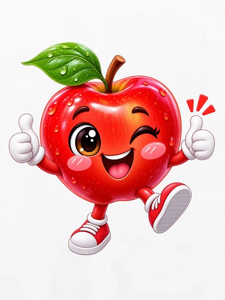 Freudiges Zwinkerndes Apfel-Maskottchen