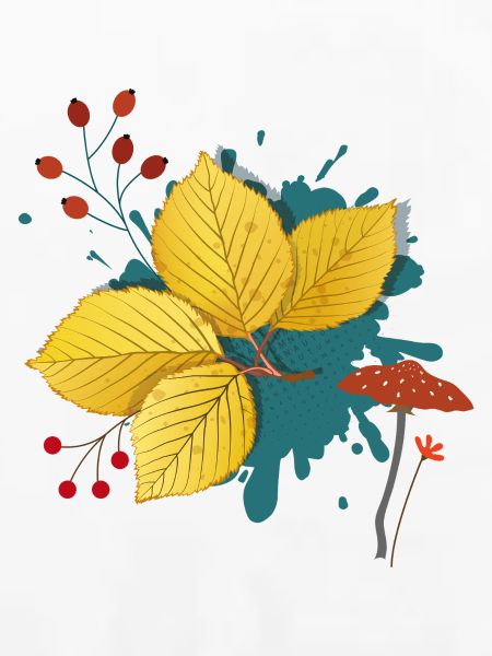 Herbstlaub  mit Pilz