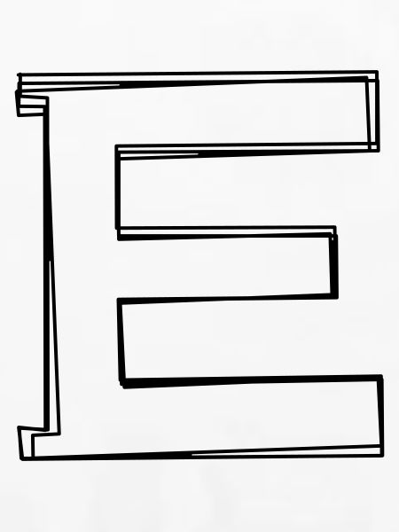 Buchstabe E handgezeichnet