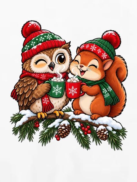 Weihnachten Eule Eichhörnchen Kakao Geschenk