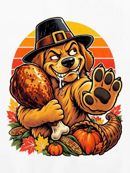 Thanksgiving Hund verteidigt Truthahn Retro