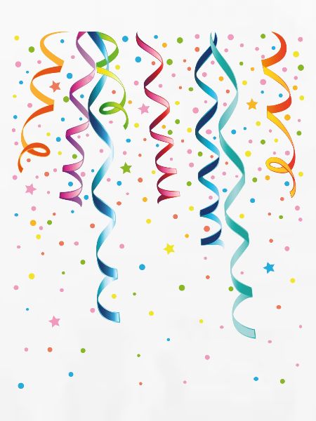 Silvester. Bunte Luftschlangen mit Konfetti.