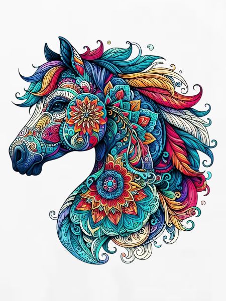 Pferd mit Mandalas verziert