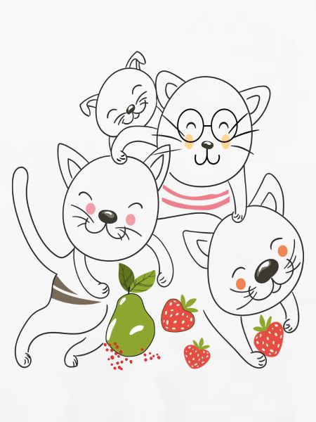  Katzen mit Obst