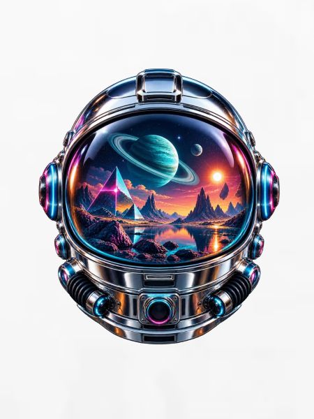Kosmische Traumlandschaft im Helm