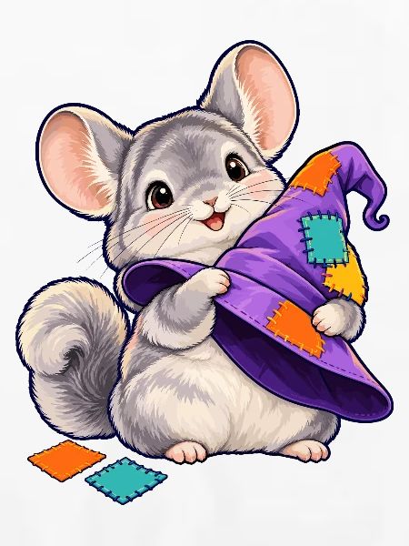 Patchwork-Maus mit bunter Kapuze