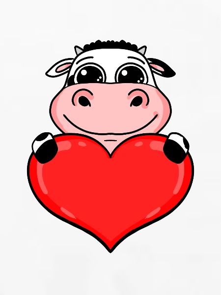 Kuh mit Herz - Liebe Romantisch