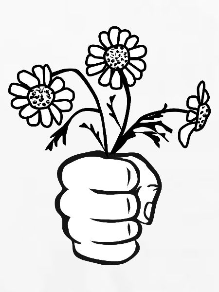 Faust/Hand mit Blumenstrauß