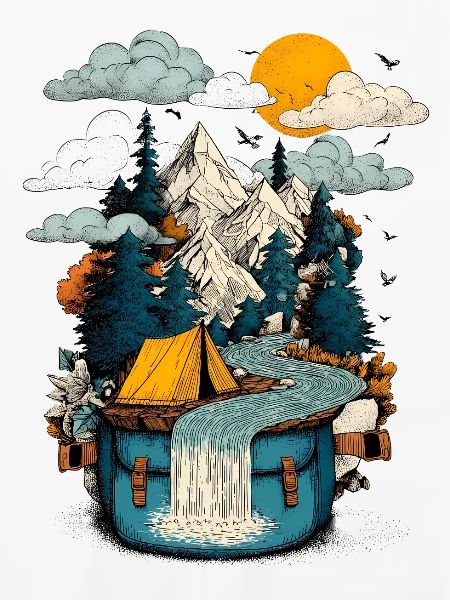 Bergsee Pfad - Camping Backpacker Motiv