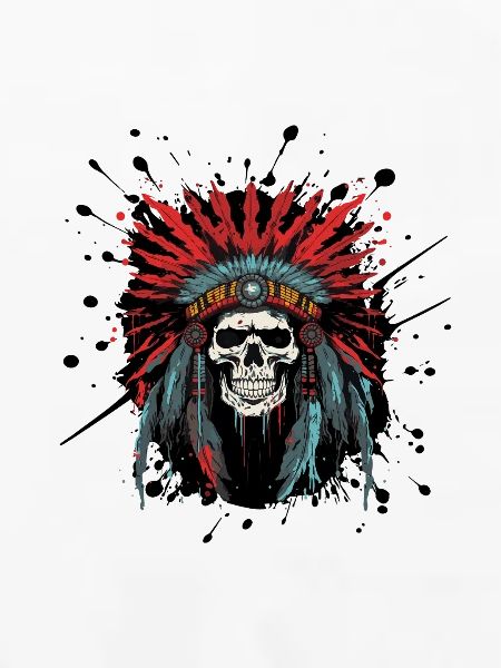 Schädel mit Federkrone – Tribal Design