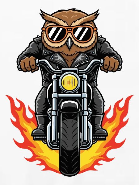 Cool Biker Owl Motorradflammen