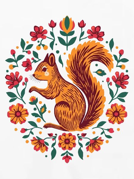 Eichhörnchen im Blumenkranz