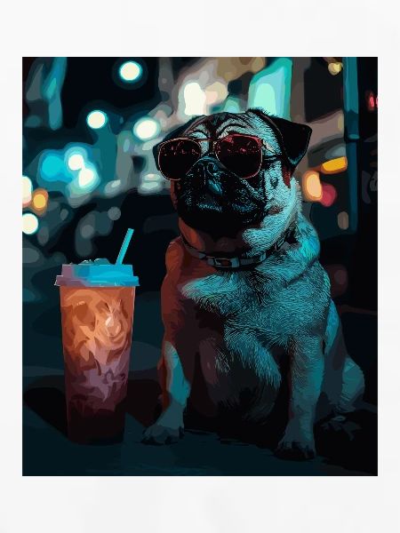 Neon-Pug im Nachtleben