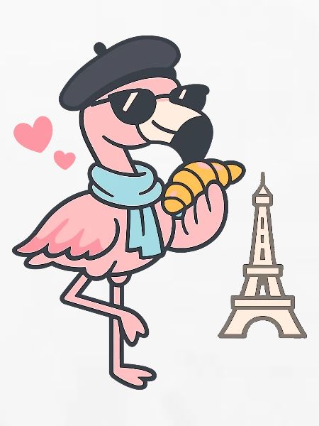 Pariser Flamingo mit Croissant