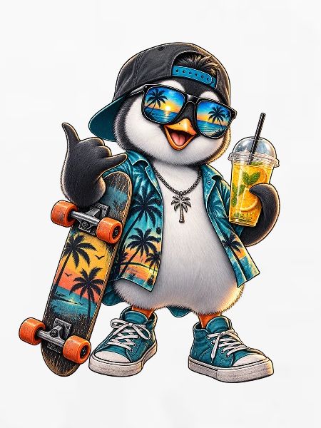 Sommerpinguin Skateboard-Vibe