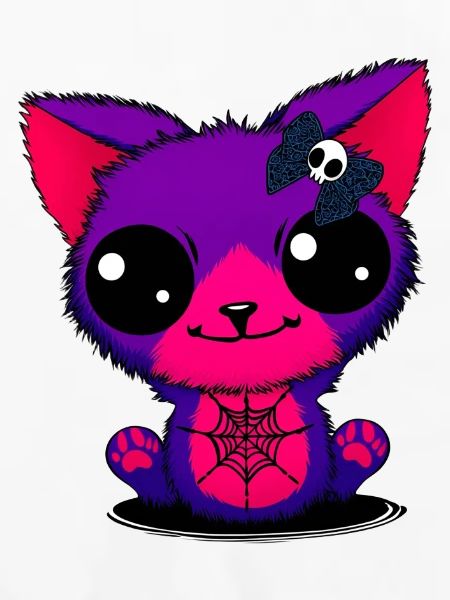 Violette Katzenkätzchen im Spinnenweb