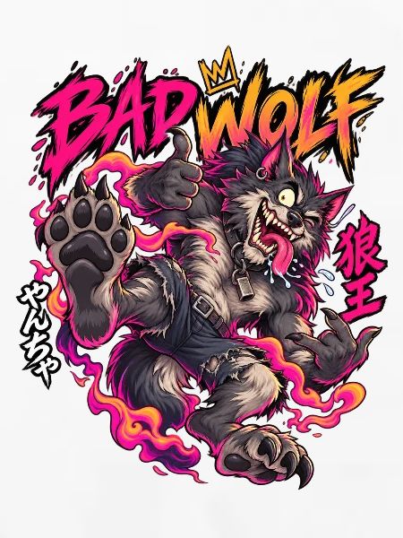 Bad Wolf Neon Flammenwolf