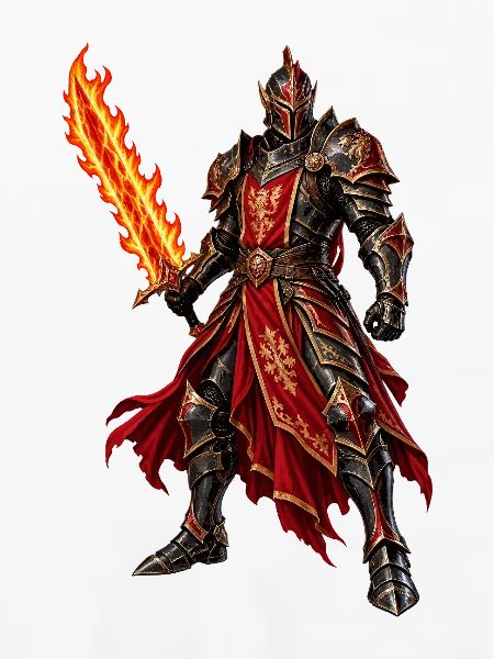 Roter Ritter mit Flammenschwert