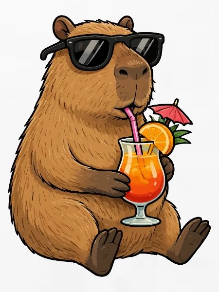 Capybara mit Sonnen-Cocktail-Style