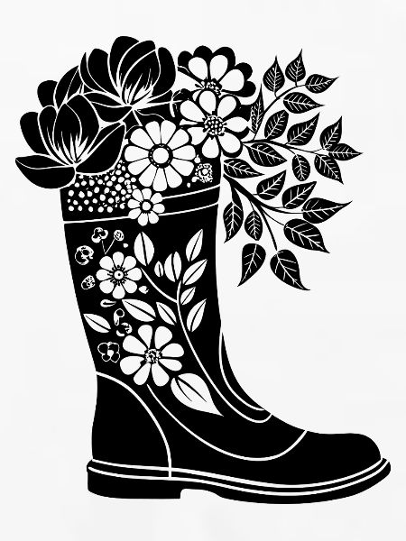 Regenstiefel mit Blumen