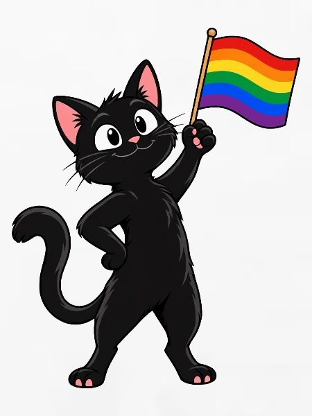 Pride-Katze mit Regenbogenflagge – Vielfalt