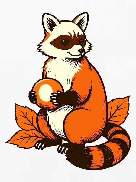 Waschbär mit Kastanie
