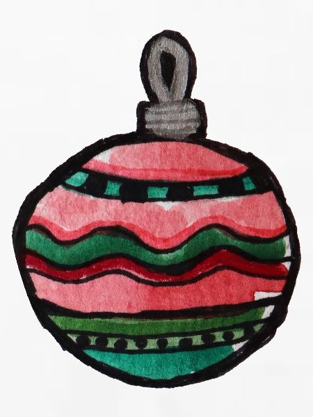 Bunte, gestreifte Weihnachtskugel