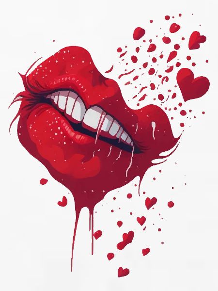 Lippenkuss mit Herzspritzer