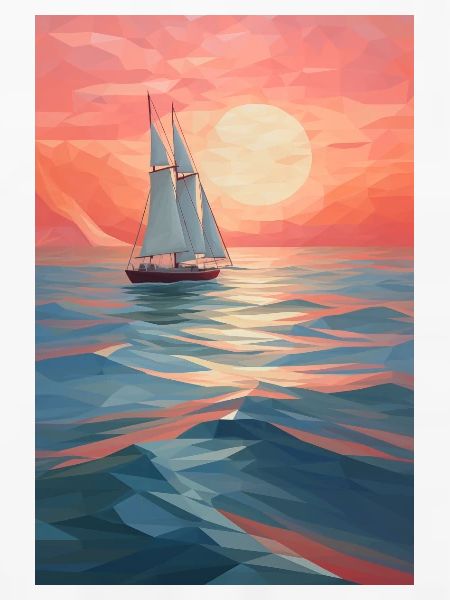 Maritime Landschaft im geometrischen Stil