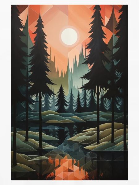 Waldlandschaft im geometrischen Stil