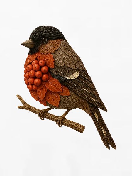 Gimpel Illustration im Naturdesign (Dompfaff)
