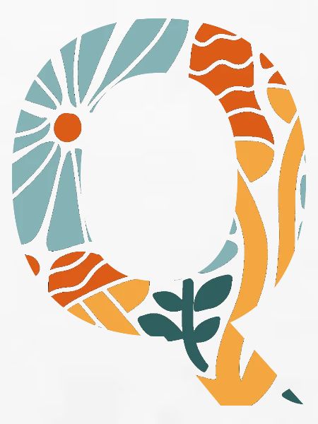 Buchstabe q Blumen groovy Geschenkidee