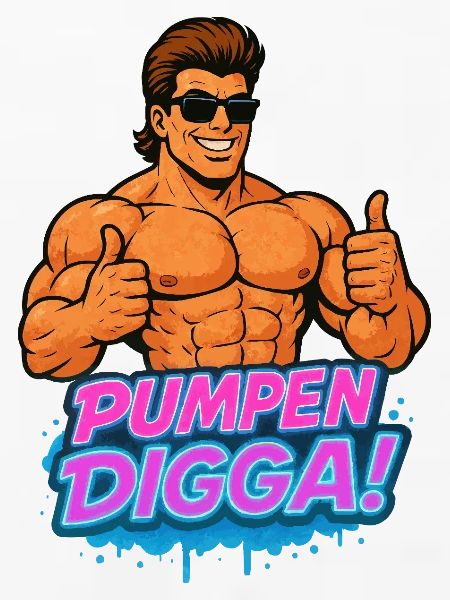 PUMPEN DIGGA Muskelheld Cartoon Bodybuilder