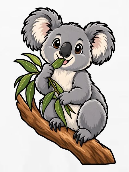 Süßer Koala beim Eukalyptus Essen