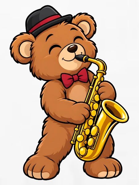 Teddy mit Saxophon