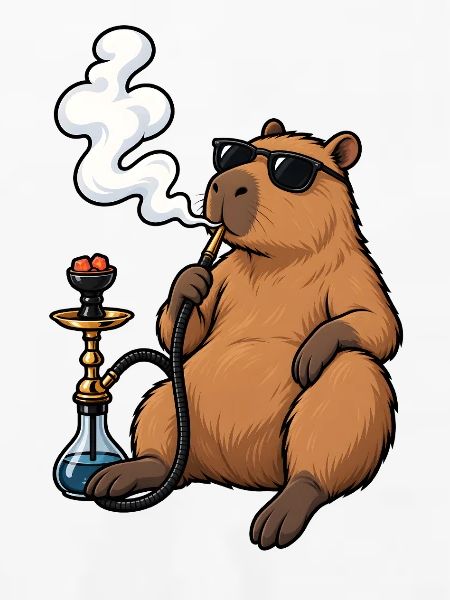 Entspanntes Capybara mit Shisha