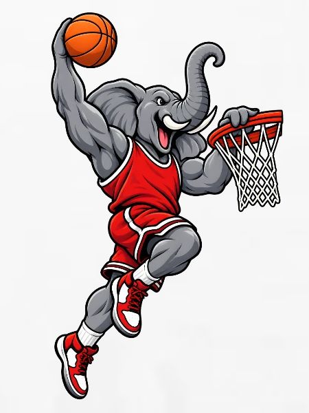 Elefant beim Basketball