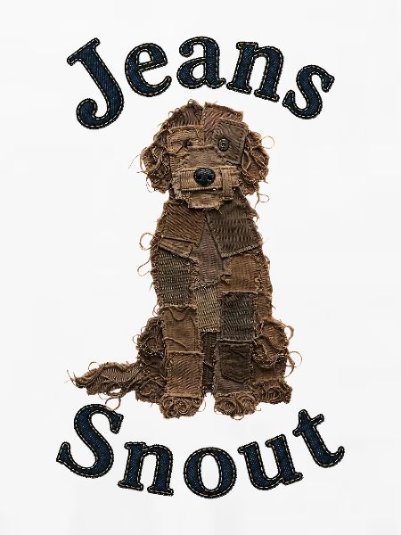 Brauner Doodle im Jeansflicken-Stil